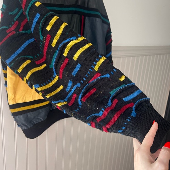 Vintage 90s Saxony Hip Hop Multicolor Crewneck Sweater No SIZE Tag - Picture 5 of 14